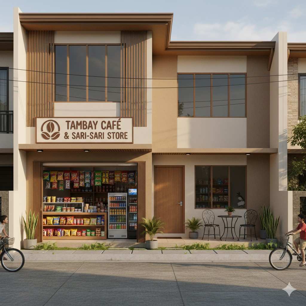 modern house with sari-sari store and cafe
